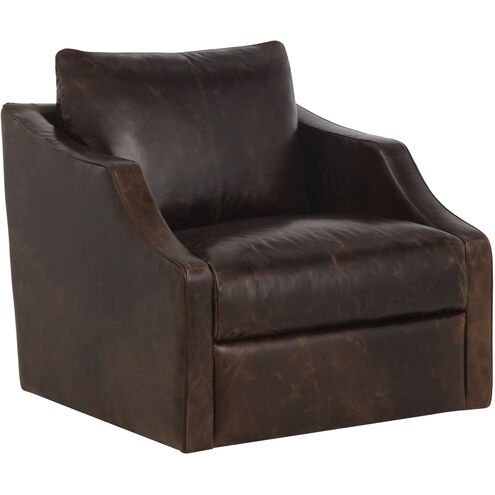 Orwell Chocolate Leather Swivel Lounge Chair
